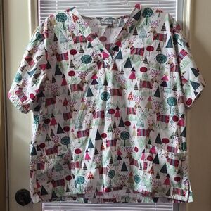 Smart Scrubs Kids Shirt with Colorful Tree Design